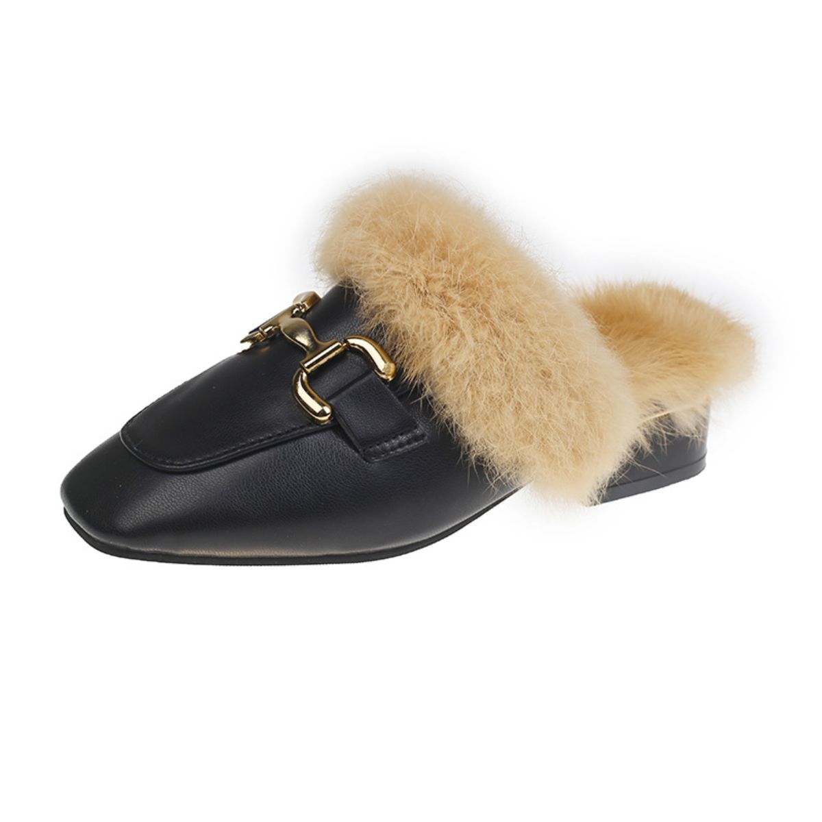 Fashionable and versatile closed-toe velvet half-slippers