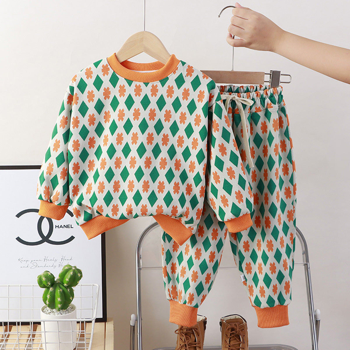 2-Piece Toddler Girl Autumn Casual Letter Print Contrast Color Stitching Long Sleeves Tops & Pants