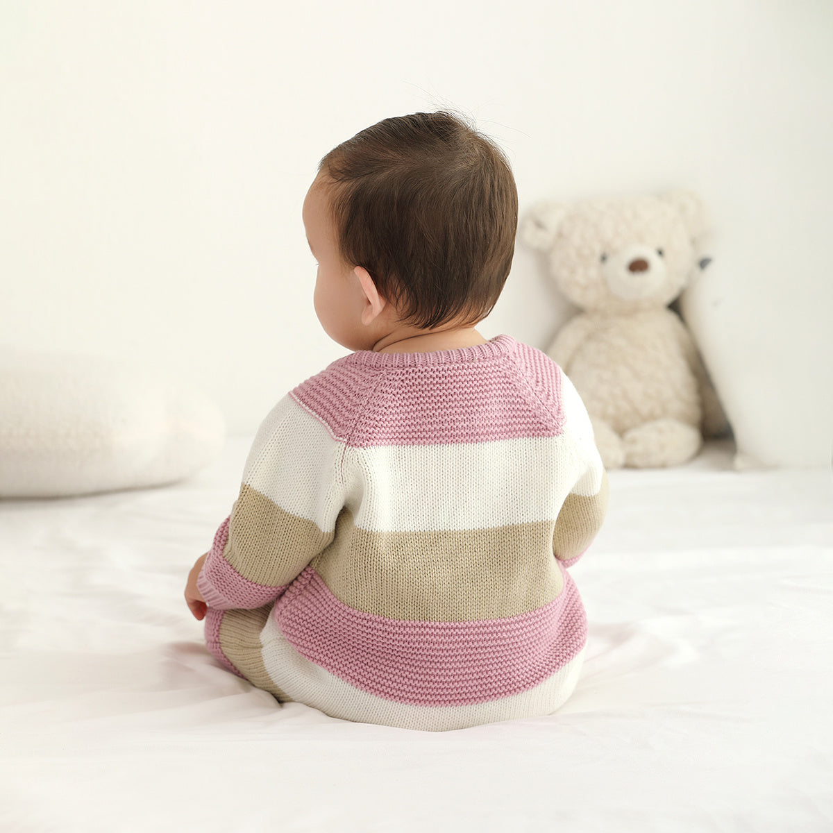 Baby patchwork one-piece knitted long-sleeved long-legged romper