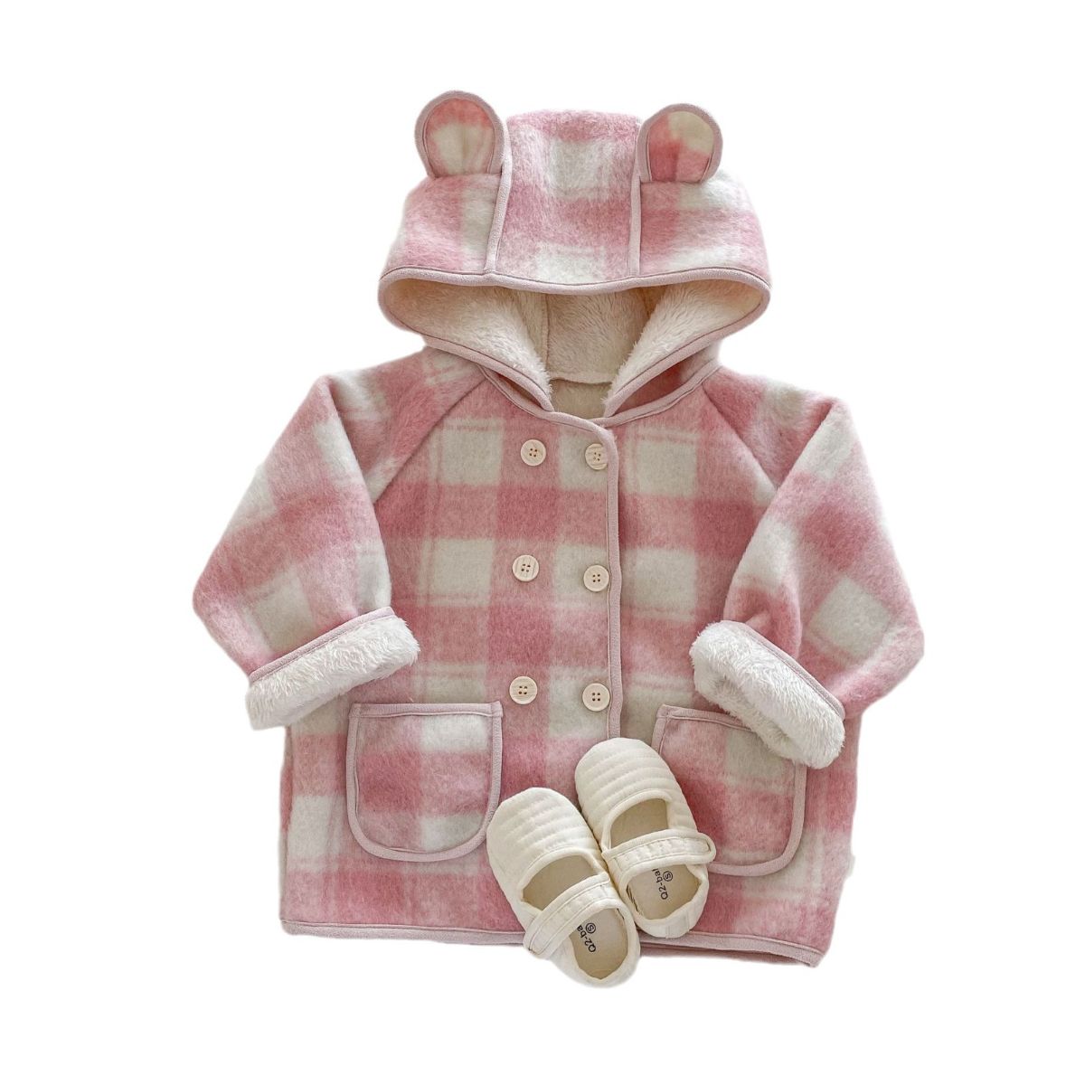 Girls plaid thick coat