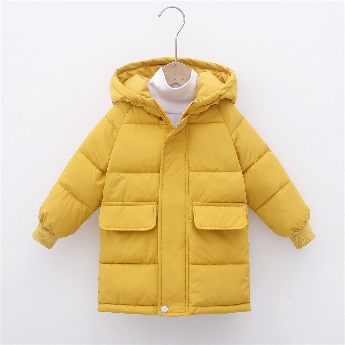 Winter solid color simple style short cotton coat for boys and girls