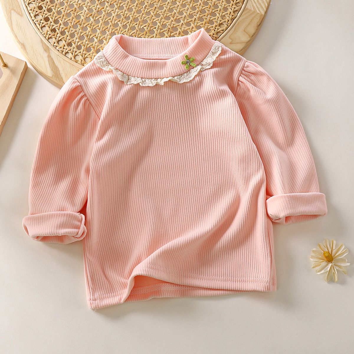 Autumn girls long sleeve lace T-shirt