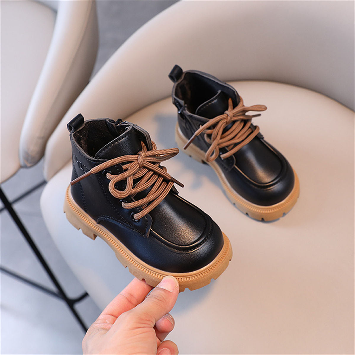 Children's and boys' winter color matching simple and fashionable waterproof Martin boots