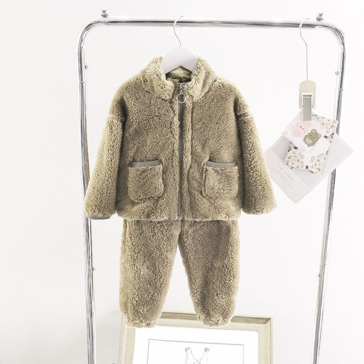 Autumn and winter boys and girls fleece home wear suits