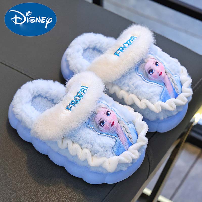 Sweet style warm home cotton slippers for girls and kids Princess Elsa