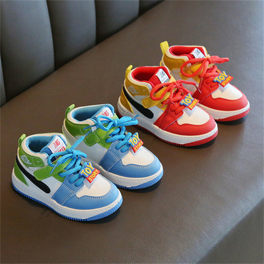 Toddler boy's bright color matching cool style letter style high top sneakers