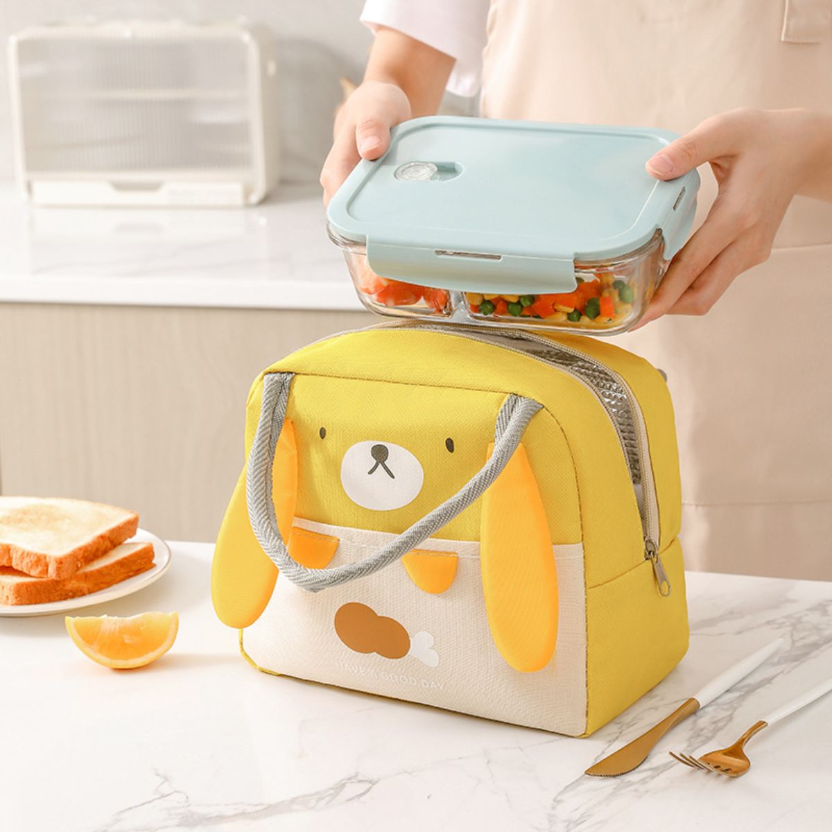 Cartoon lunch box bag portable lunch bag three-dimensional lunch bag thickened aluminum foil large capacity hand bag new lunch bag