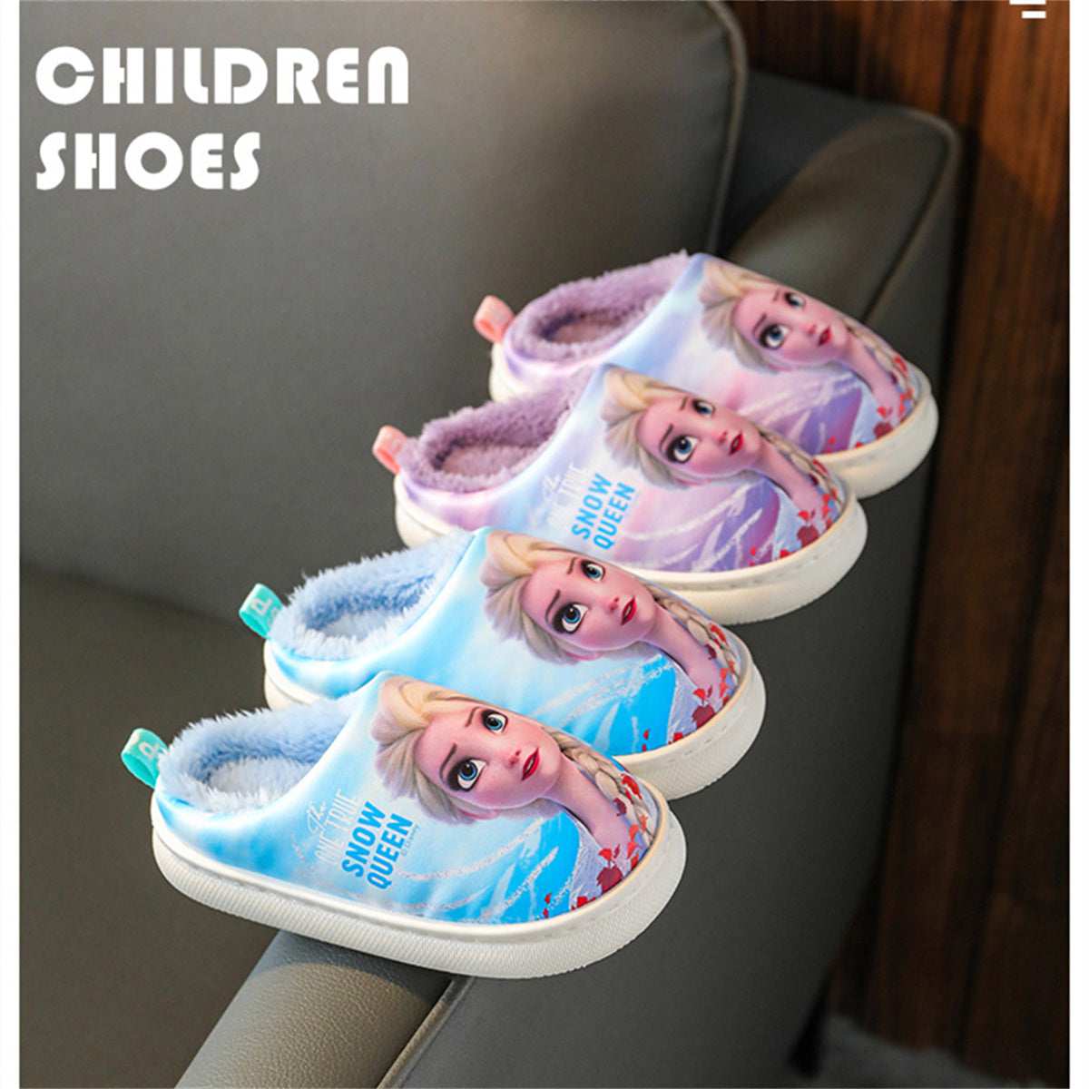 Sweet style warm waterproof cotton slippers for girls and kids