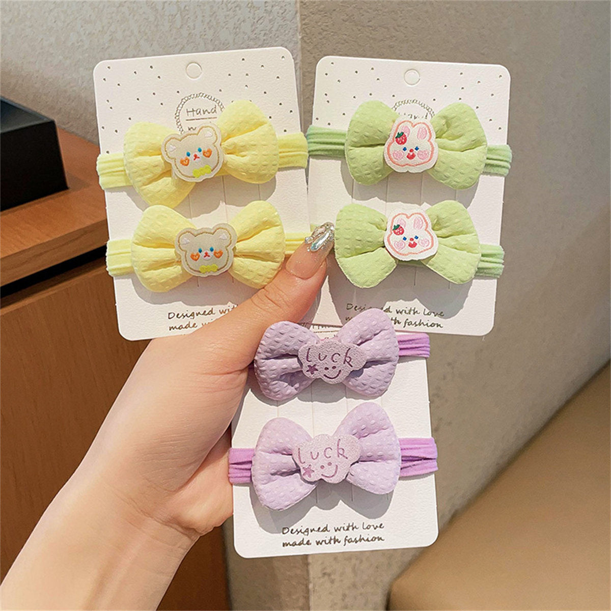 Children's 6-piece set cute cartoon style Sanrio bow soft hair rope