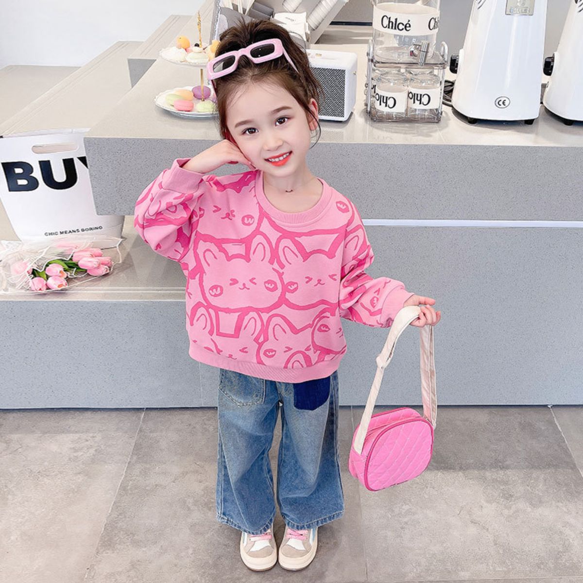 Girls Spring and Autumn Long Sleeve Sweater Bottoming Shirt New Style Cartoon Children's T-shirt Spring and Autumn Tops All-match