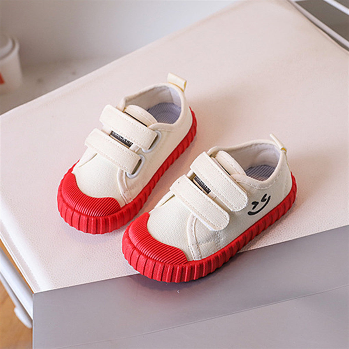 Children's colorful sole smiley face canvas shoes