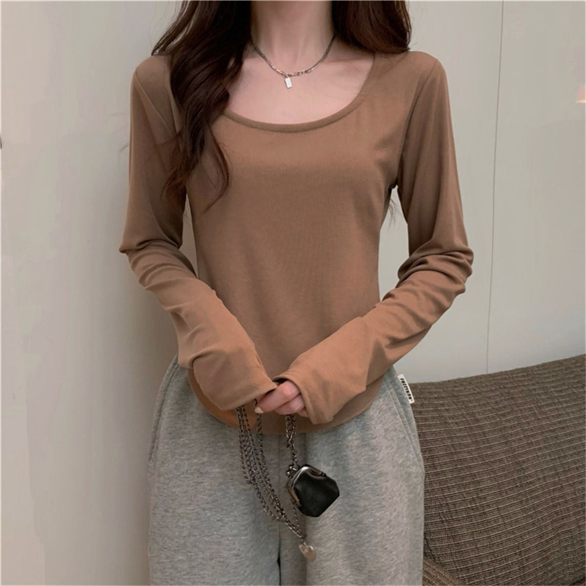 Long Sleeve T-Shirt Women's Slim Fit School Top