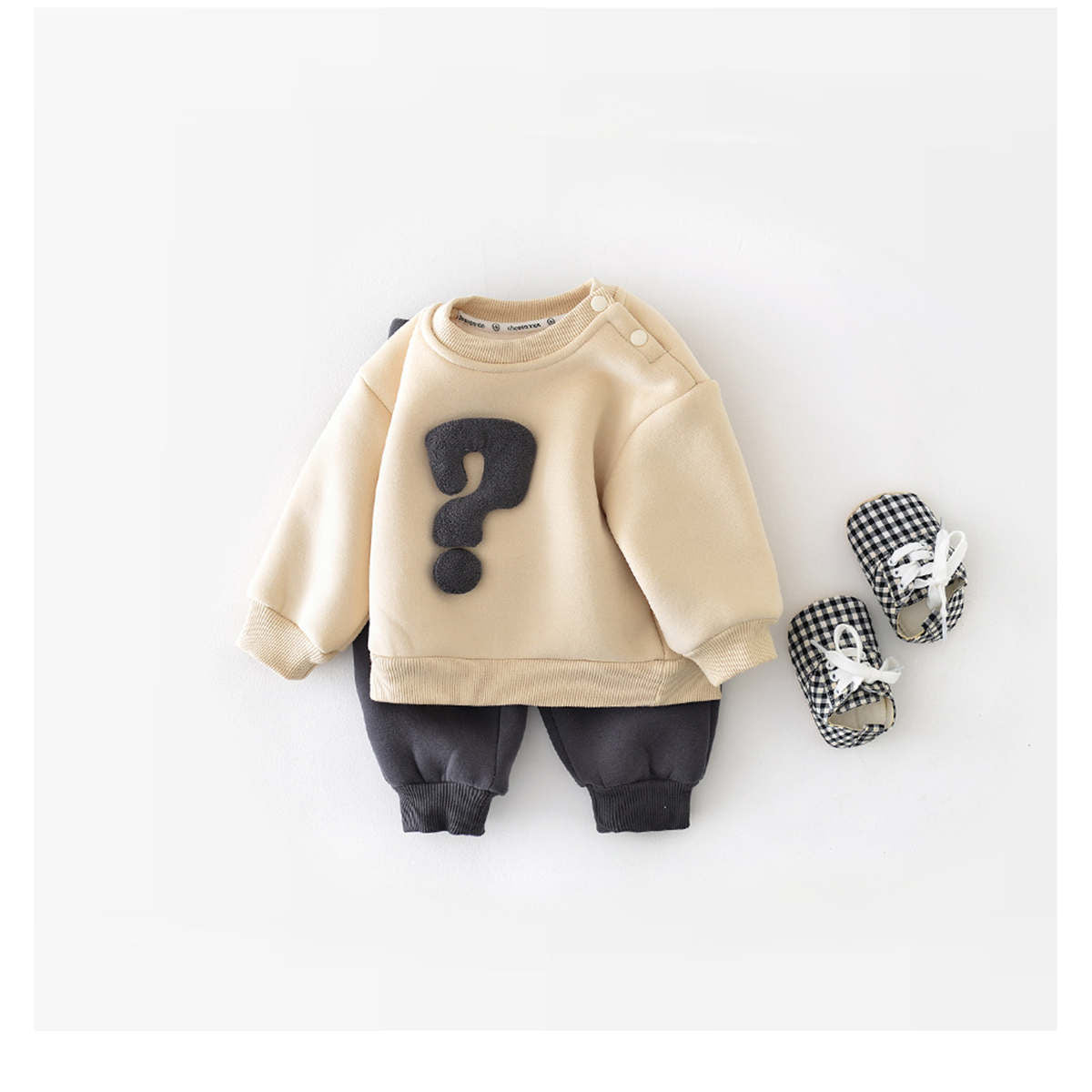 Baby autumn and winter thick fleece sweatshirt pants two piece set