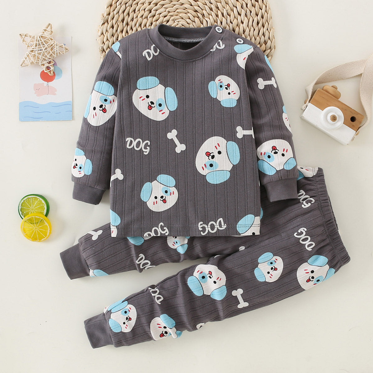 Children's pure cotton autumn clothes and long trousers suits infant baby underwear home clothes suits children's pure cotton autumn clothes suits