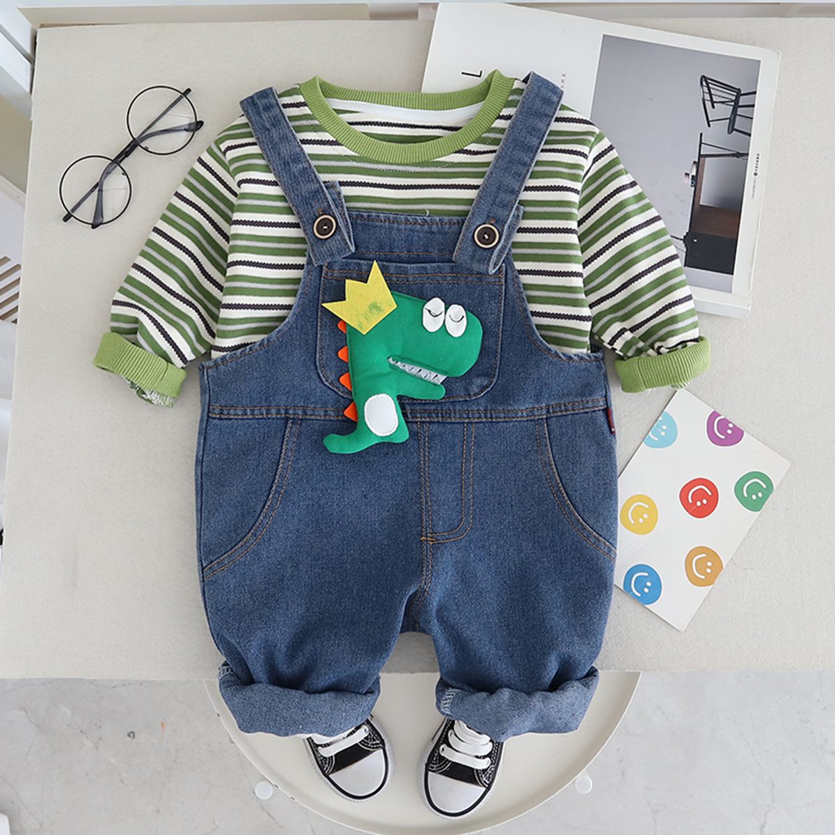 FLCT Striped Dinosaur Overalls