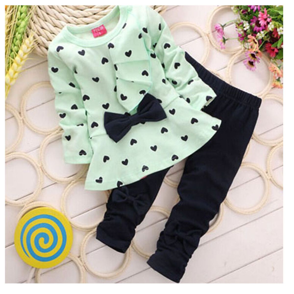 Love bow girl suit princess children autumn suit children suit