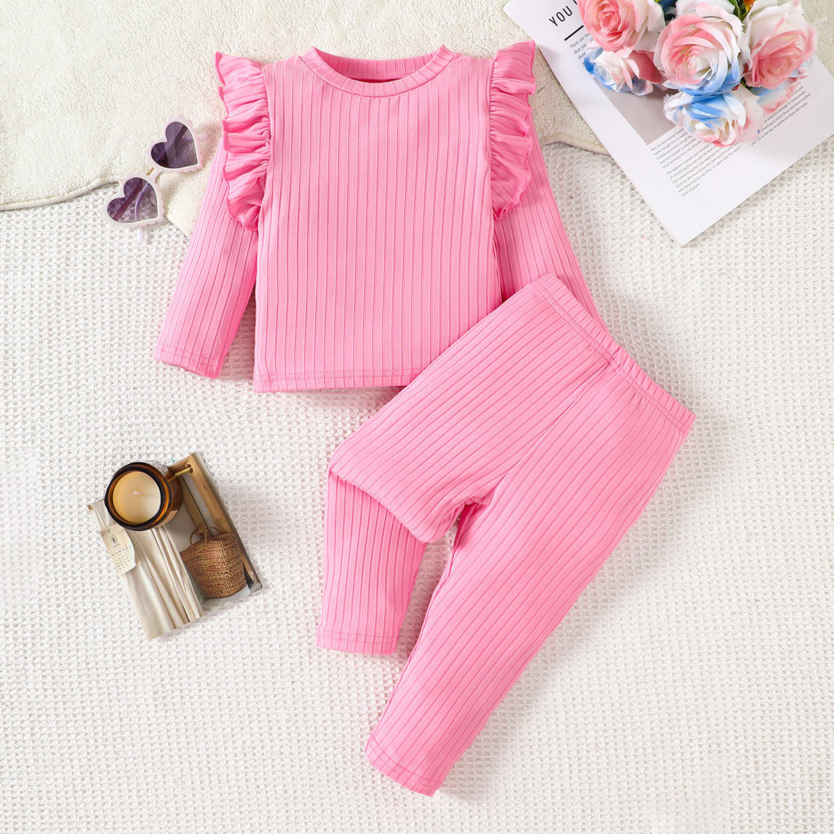 Girls autumn solid color inner suit