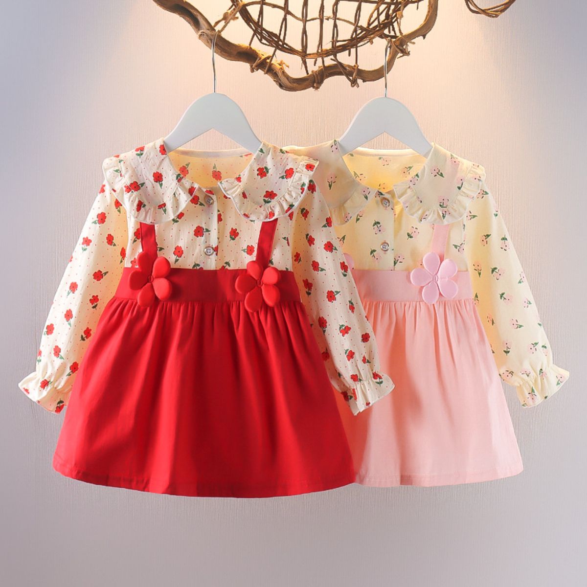 One and a half year old baby toddler autumn dress skirt baby girl clothes cute floral dress 2 girls dress princess dress