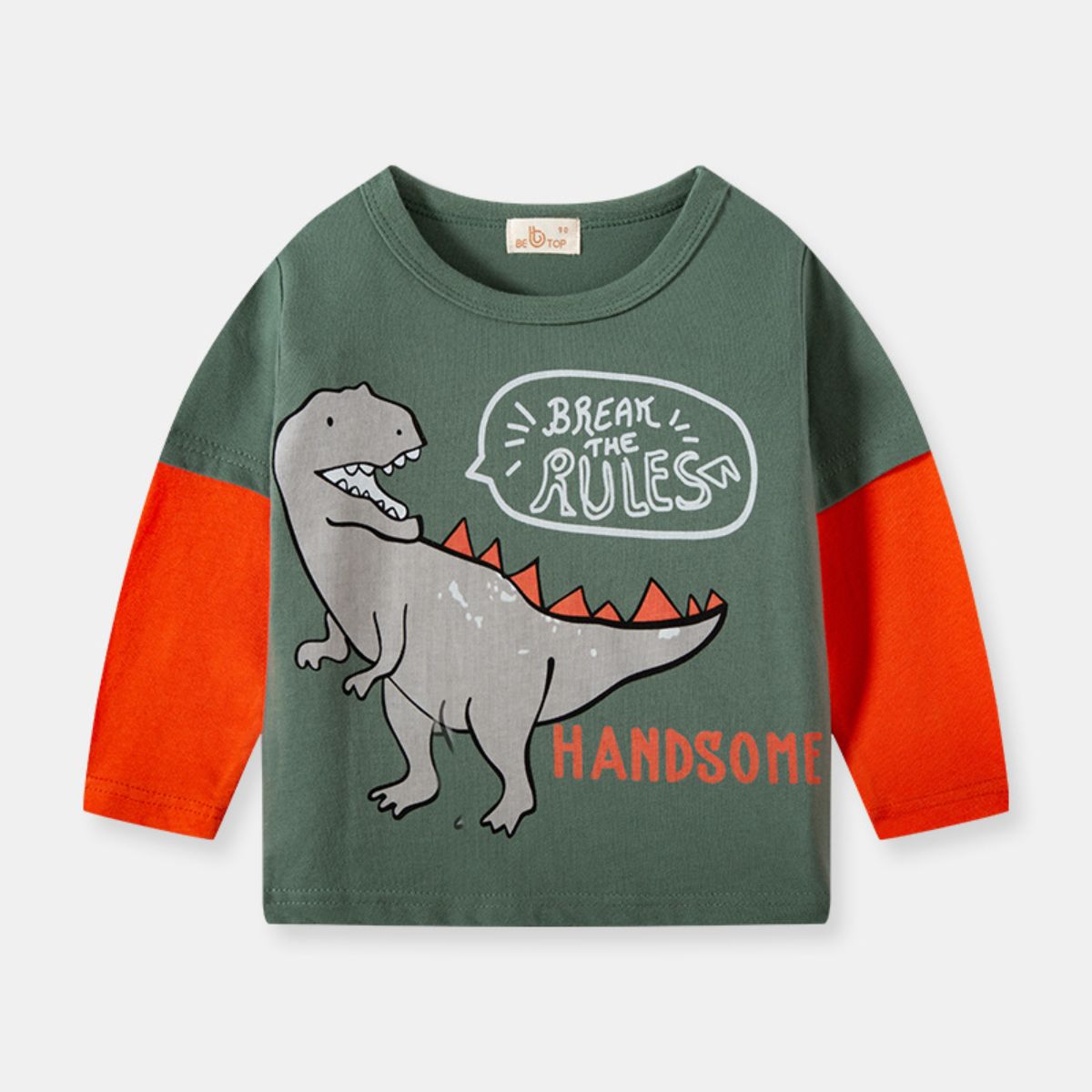 Children's Fall Dinosaur Sleeve T-Shirt