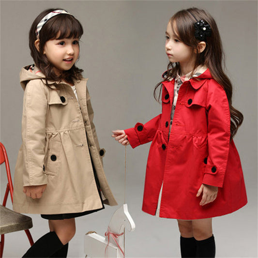 Solid color mid-length trench coat classic and versatile