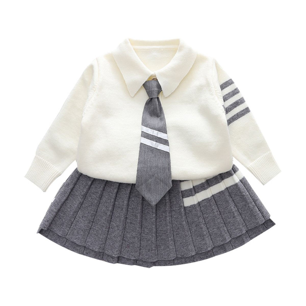 Girls sweater suit autumn and winter new style college style two-piece suit children's suit skirt