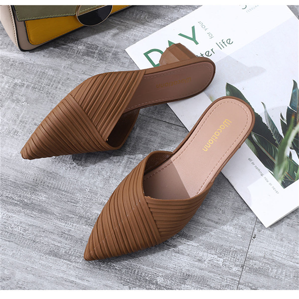 Pointed toe wedge heel casual slippers for women jelly sandals thick-soled beach shoes