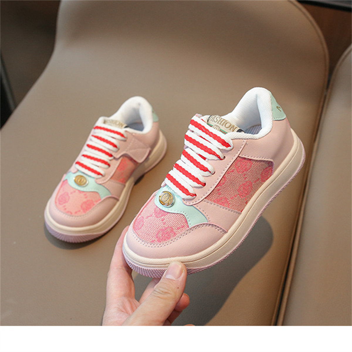 Children's and children's color matching print temperament urban style soft bottom low top sneakers