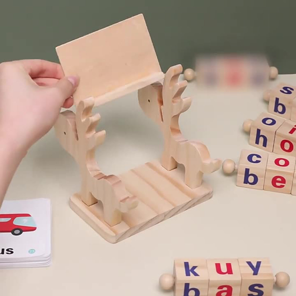 Deer vowel spelling word game for young children early childhood education puzzle letter recognition matching wooden toys