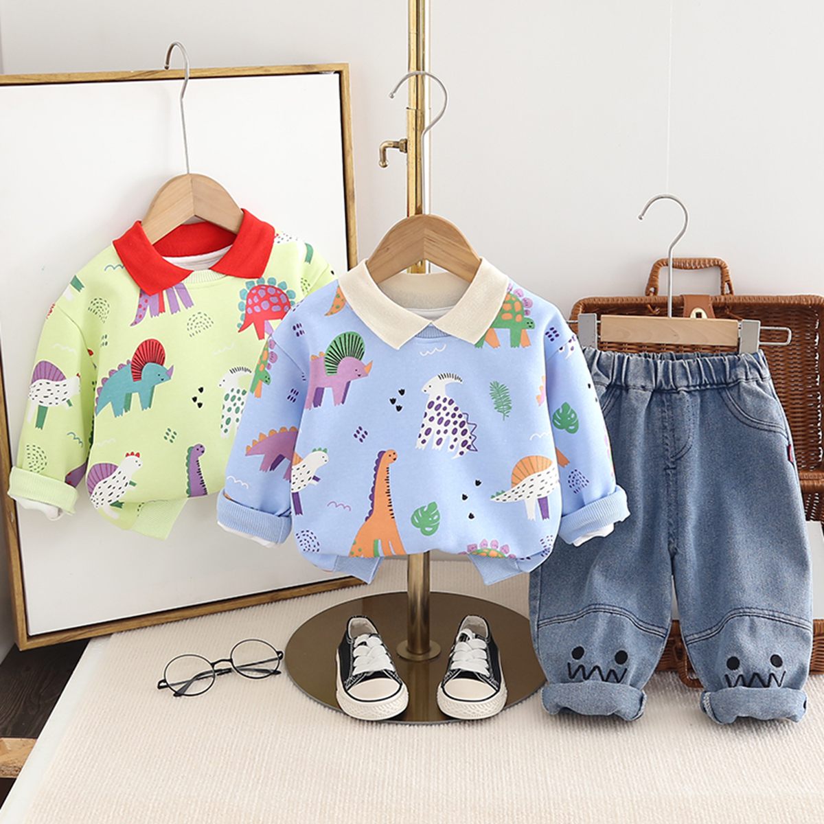 FLCT Lapel Dinosaur World Two-piece Set