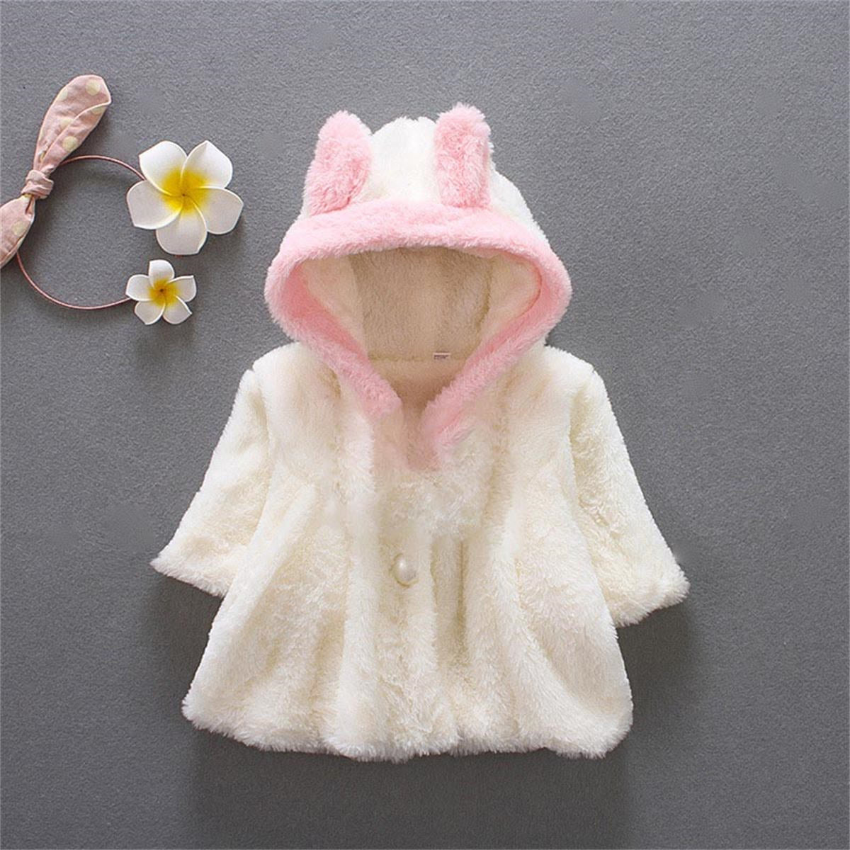 Baby girl autumn and winter bunny fur sweater coat