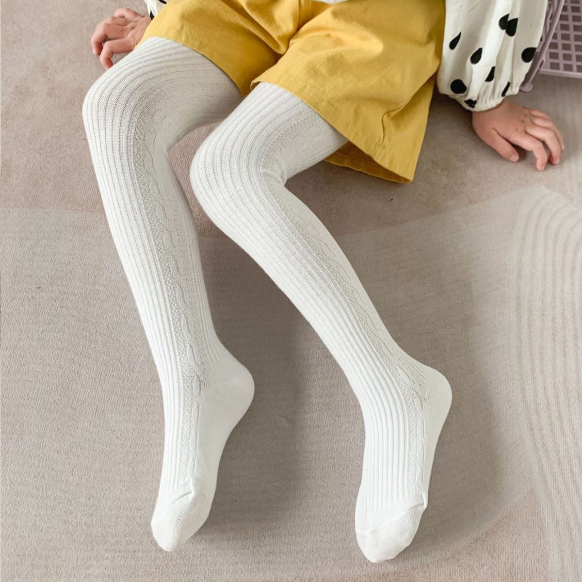 Children's solid color hemp pattern tights