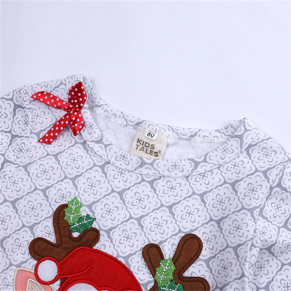 Christmas Girls Long Sleeve Elk Top + Striped Pants Set