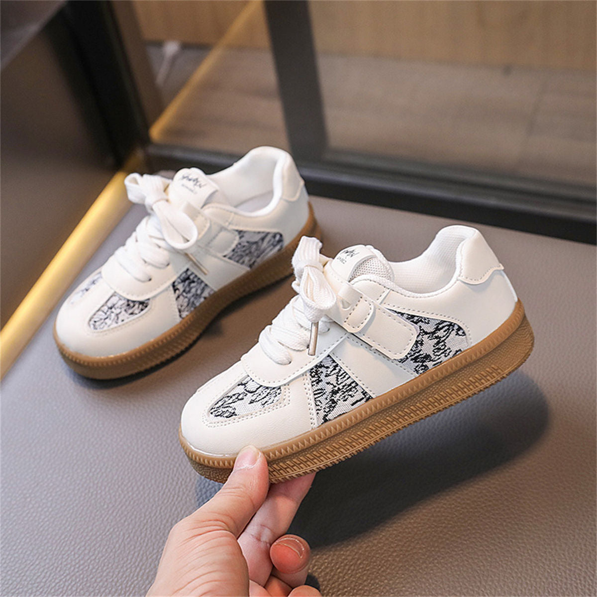 Toddler girls' Dexterity shoes with printed urban style leather low-top sneakers