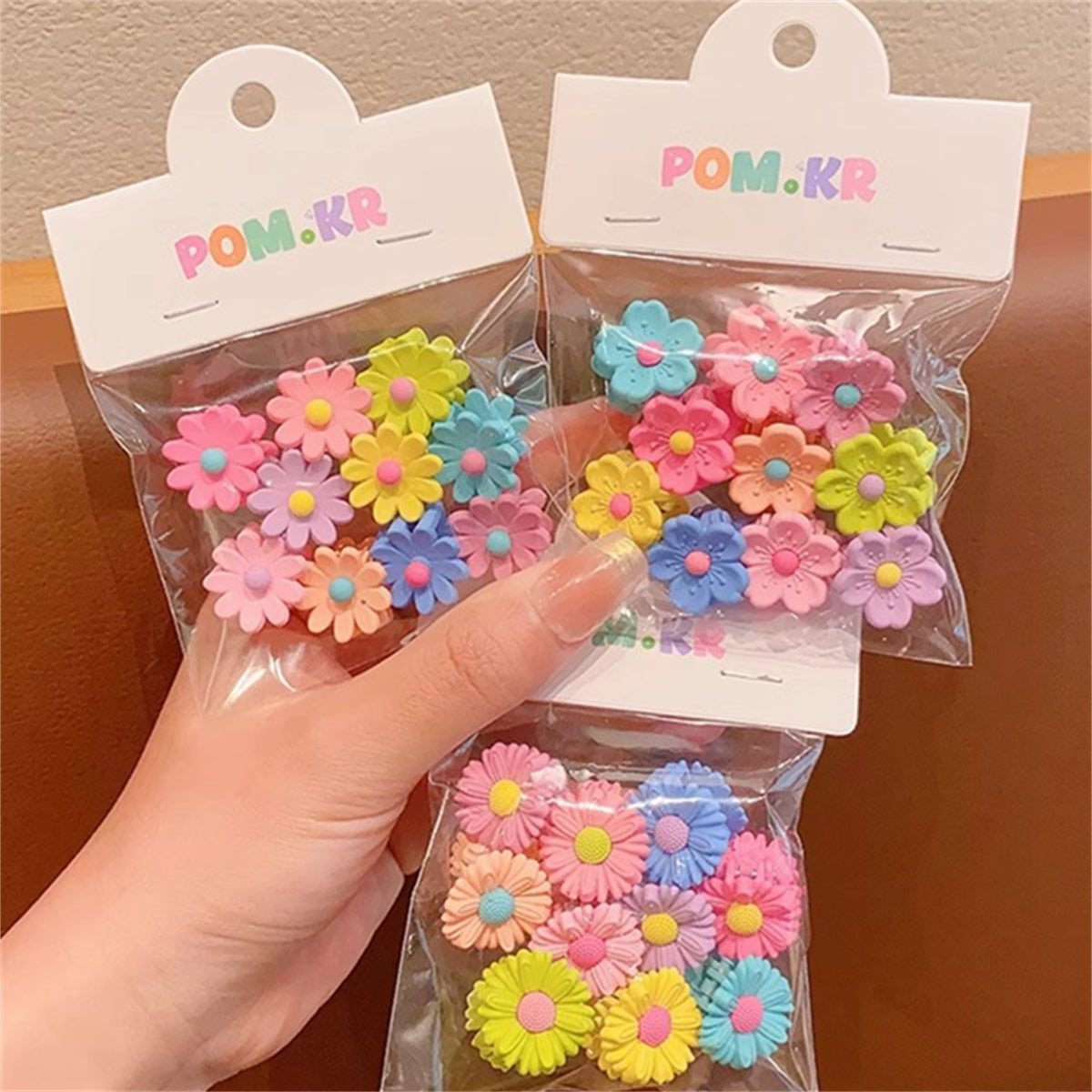 Children's 10-piece 3D flower hairpins