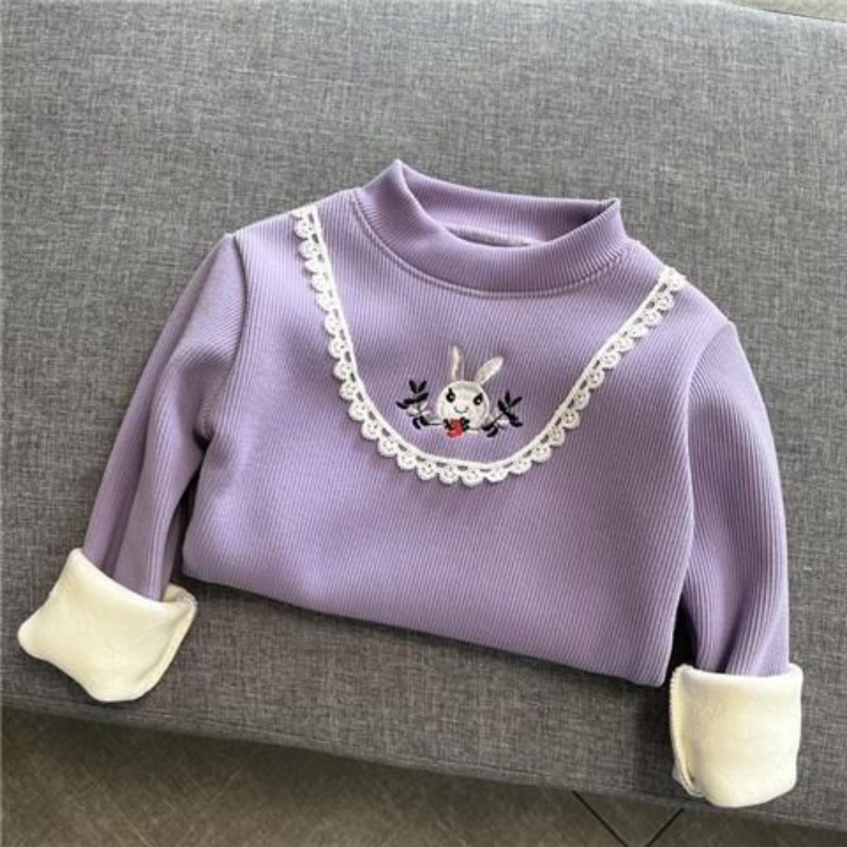 Girls Plus Velvet Bottoming Shirt New Children Autumn and Winter Little Girls One-piece Velvet Warm Winter Tops