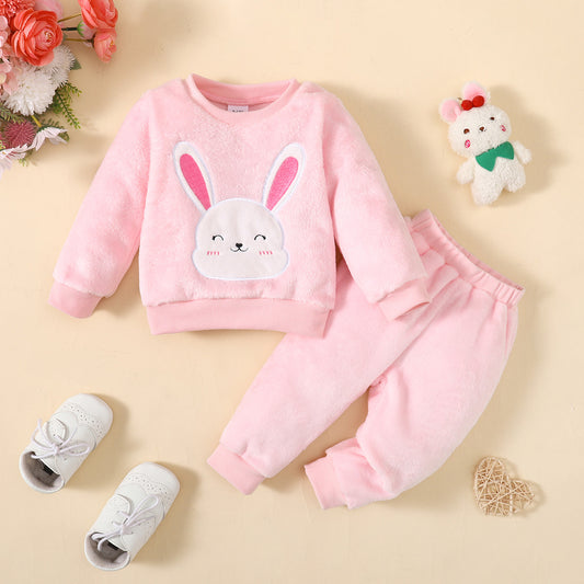 Bunny embroidered plush suit