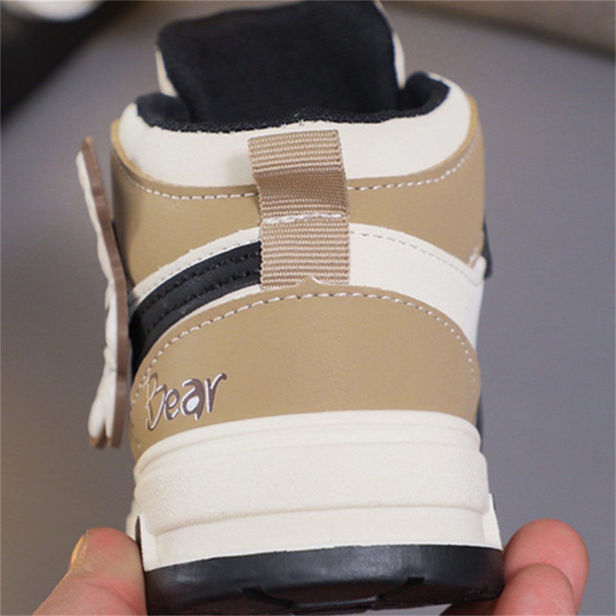 Three-dimensional bear simple urban style high-top sneakers for middle and large children and boys