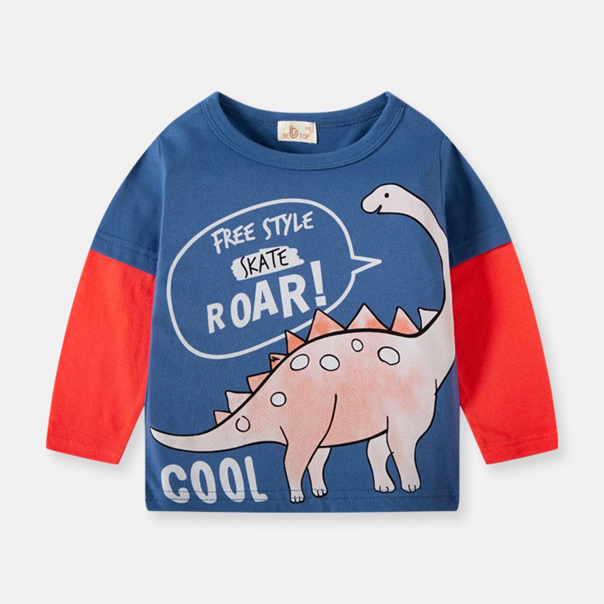 Children's Fall Dinosaur Sleeve T-Shirt