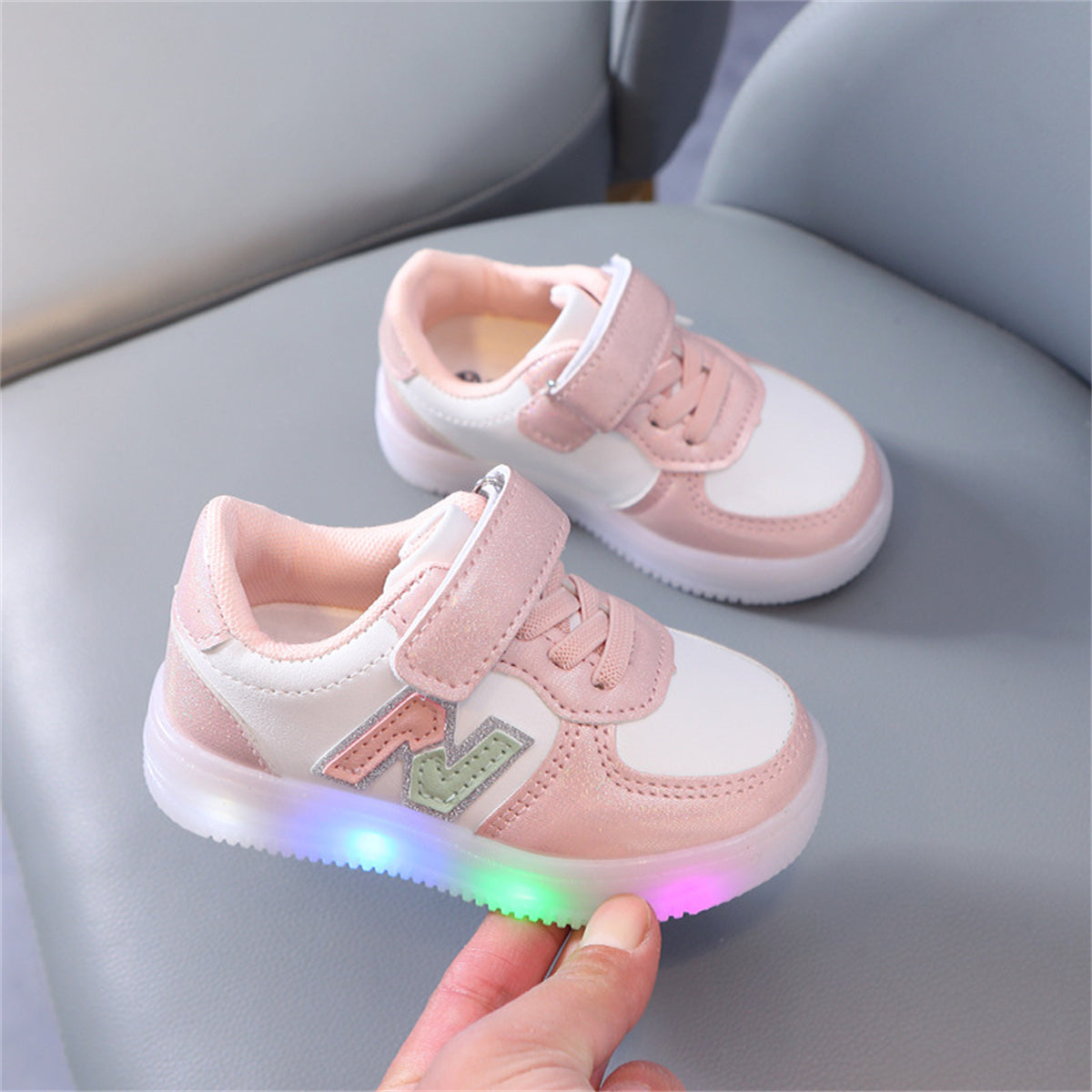 Children's striped luminous sneakers