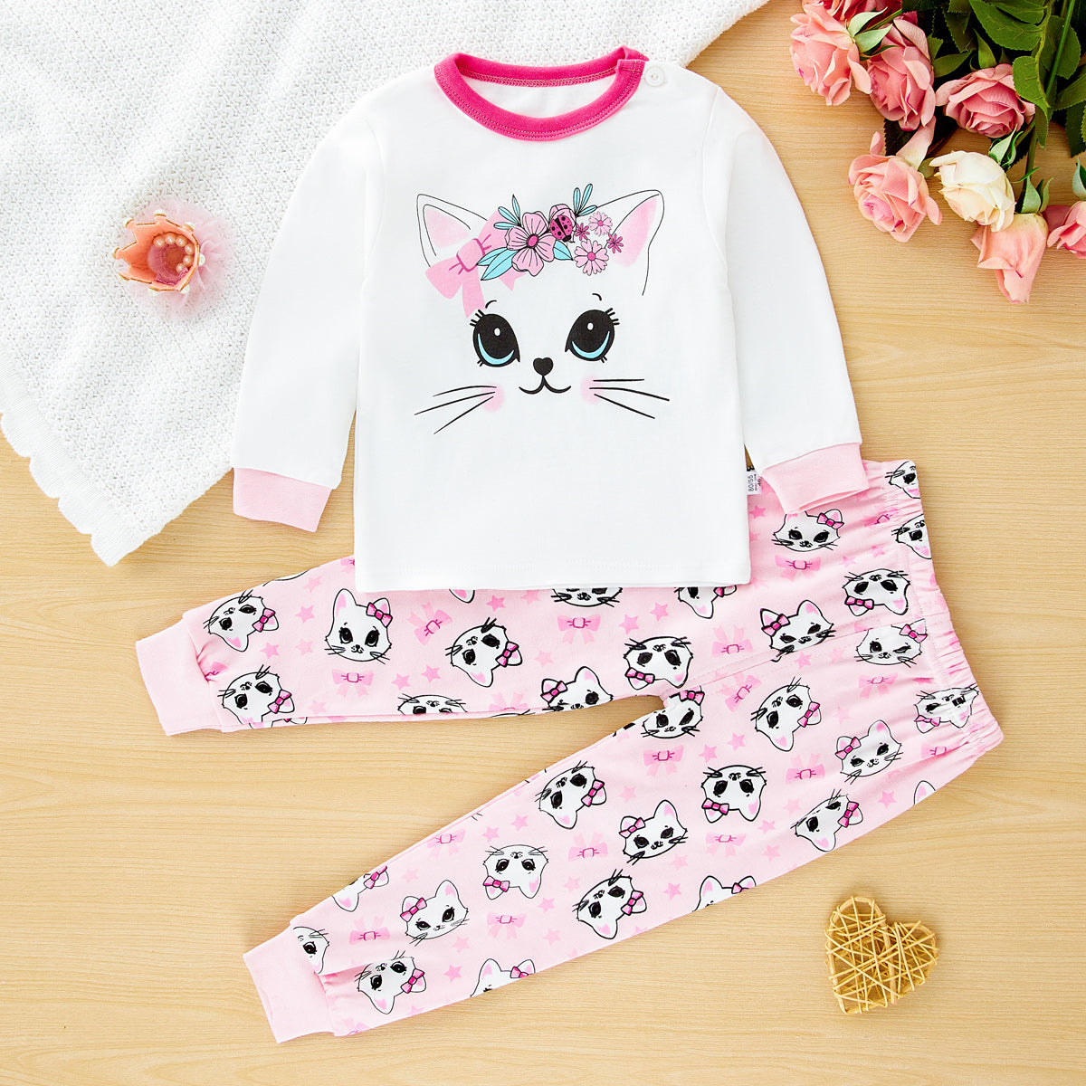 Girls cartoon cute long-sleeved home clothes suit