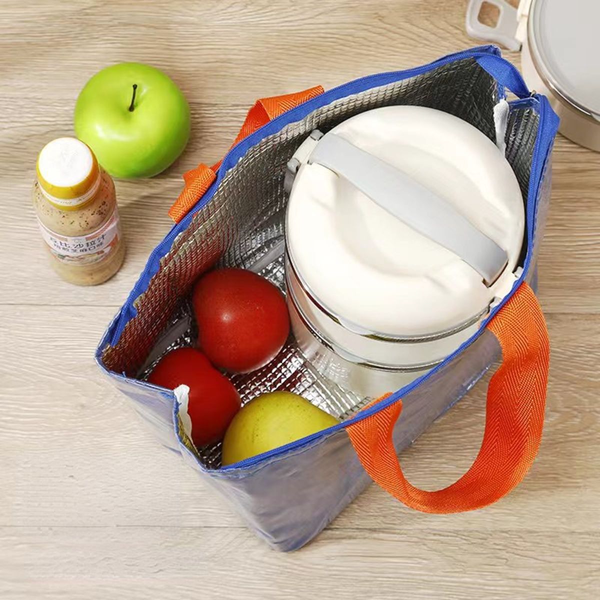 Waterproof and oil-proof lunch bag, meal bag, portable insulation bag, portable lunch box bag with rice bag storage bag