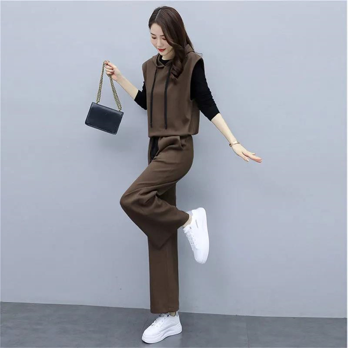 Women's slim wide-leg pants bottoming shirt casual three-piece suit