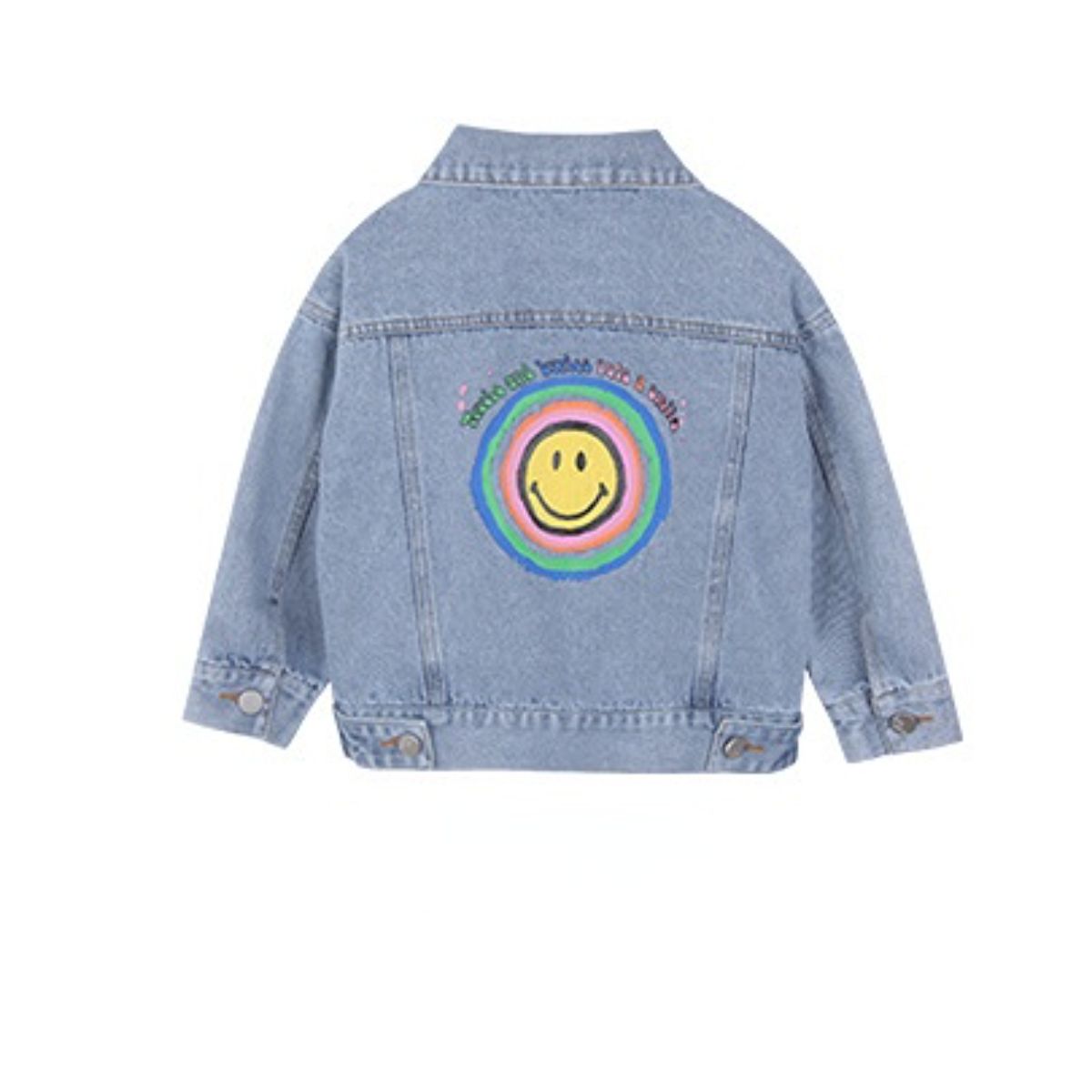 New casual loose spring slim girls big smiley face printed denim jacket