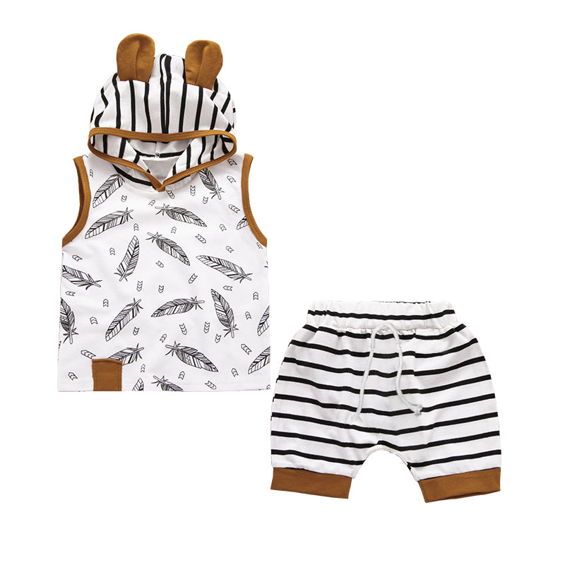 New Kidswear Summer Stripe Printed Set