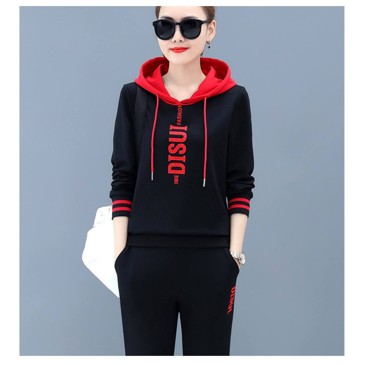 Casual sportswear suit for women fashion hooded sweatshirt two piece suit