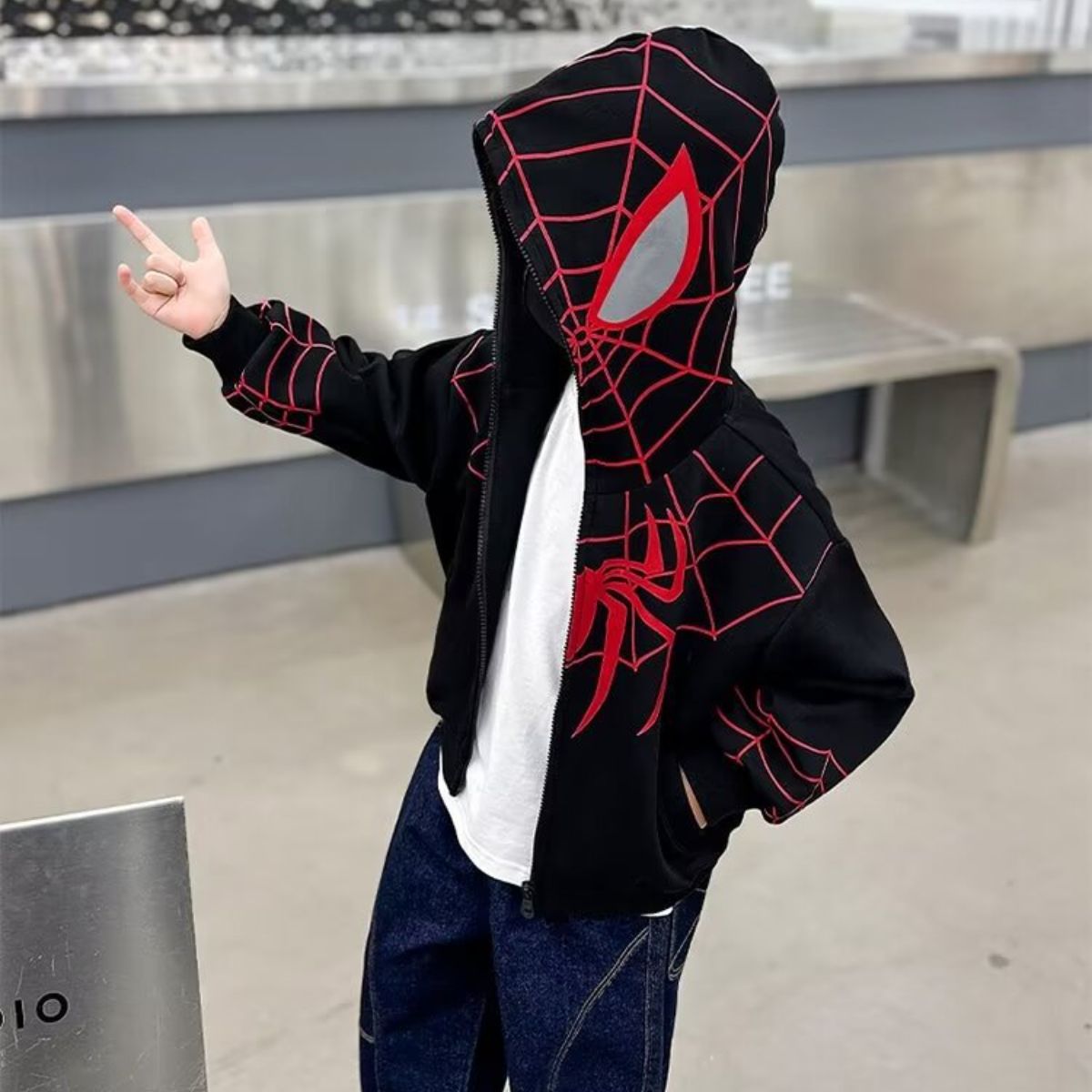 Boys Spiderman Children's Long Sleeve Sweater Children's Clothing Boys Jacket New Style Little Boy Regular Hooded Clothes