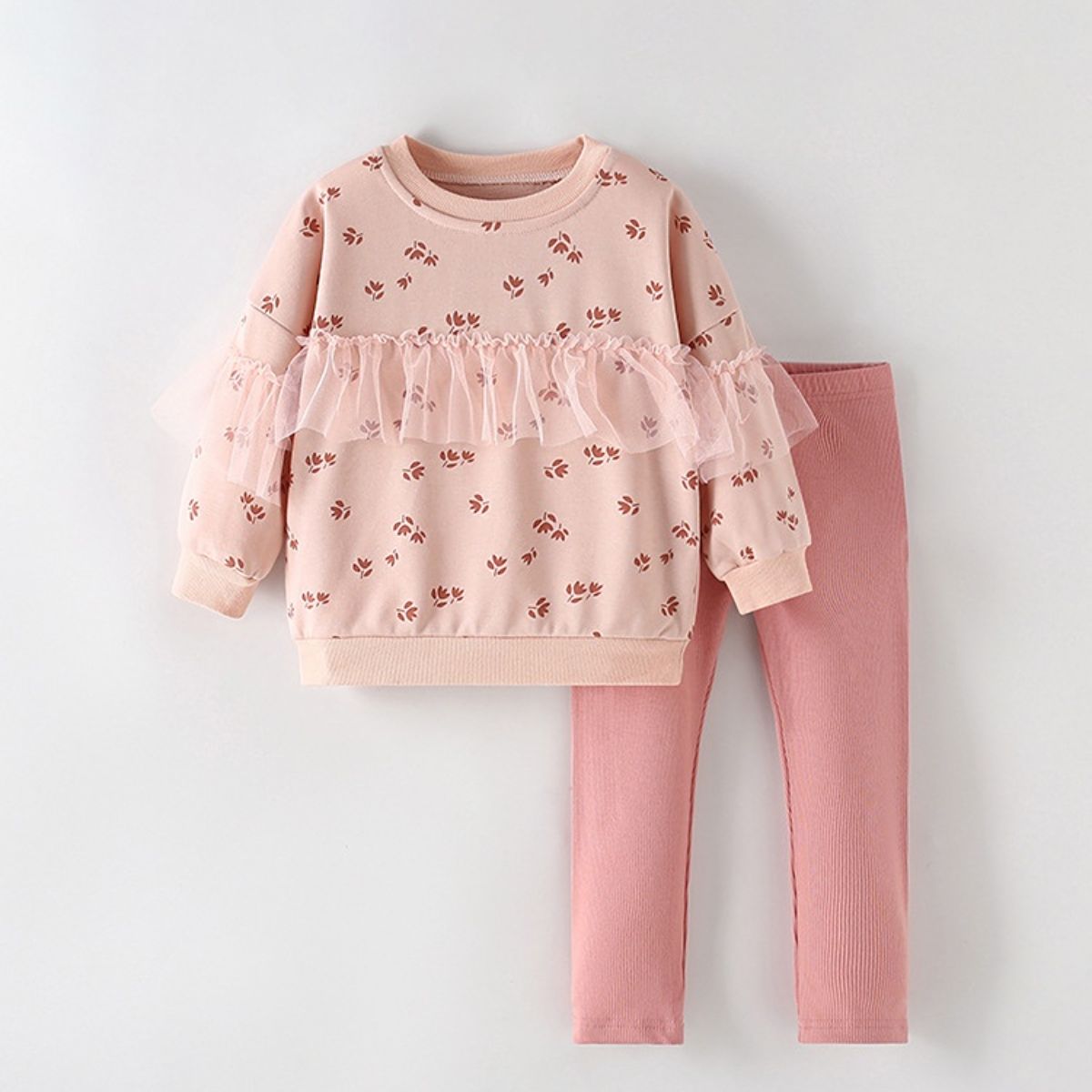 Girls two-piece autumn suit new European and American small and medium-sized children's little girls round neck long-sleeved children's suit