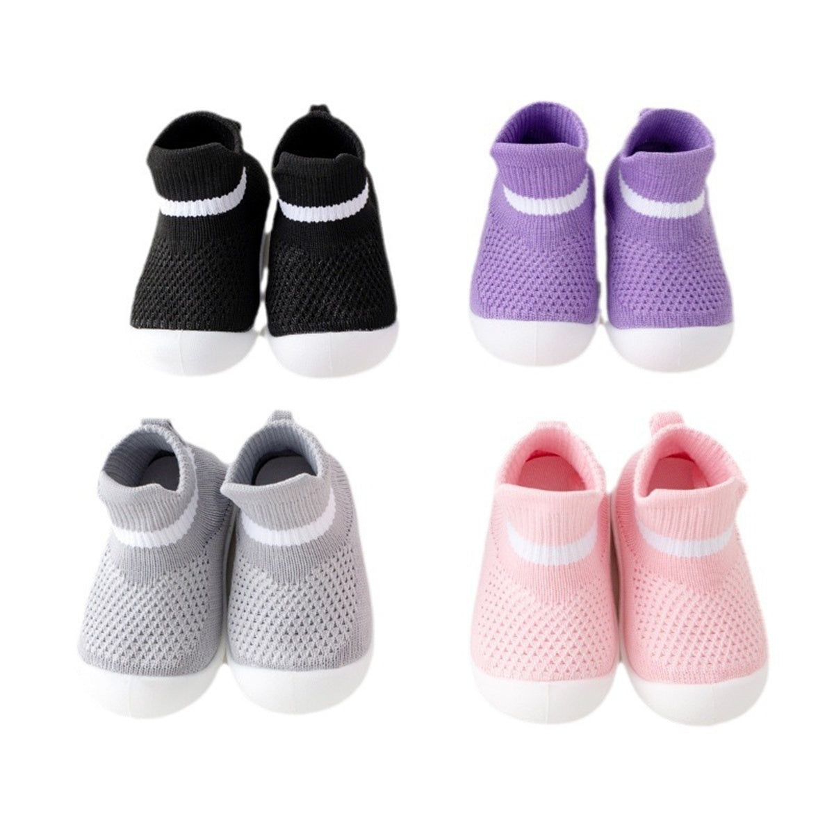 Children's spring and autumn solid color knitted simple breathable non-slip toddler shoes for boys and girls