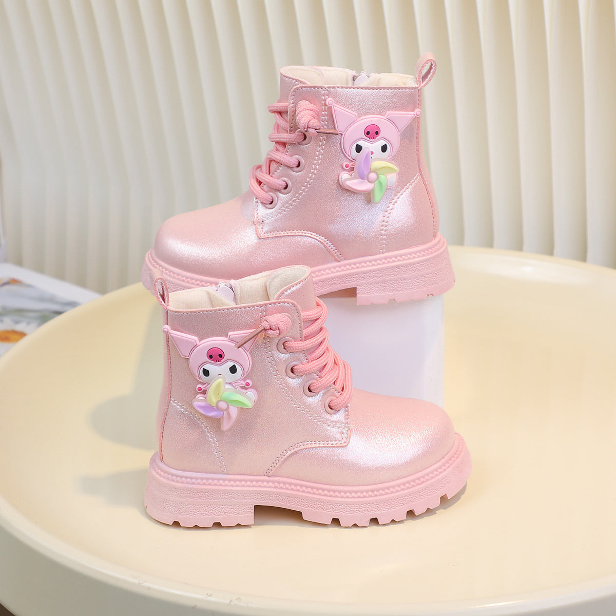 Cute cartoon Sanrio shiny waterproof and non-slip Martin boots for little girls in spring and autumn