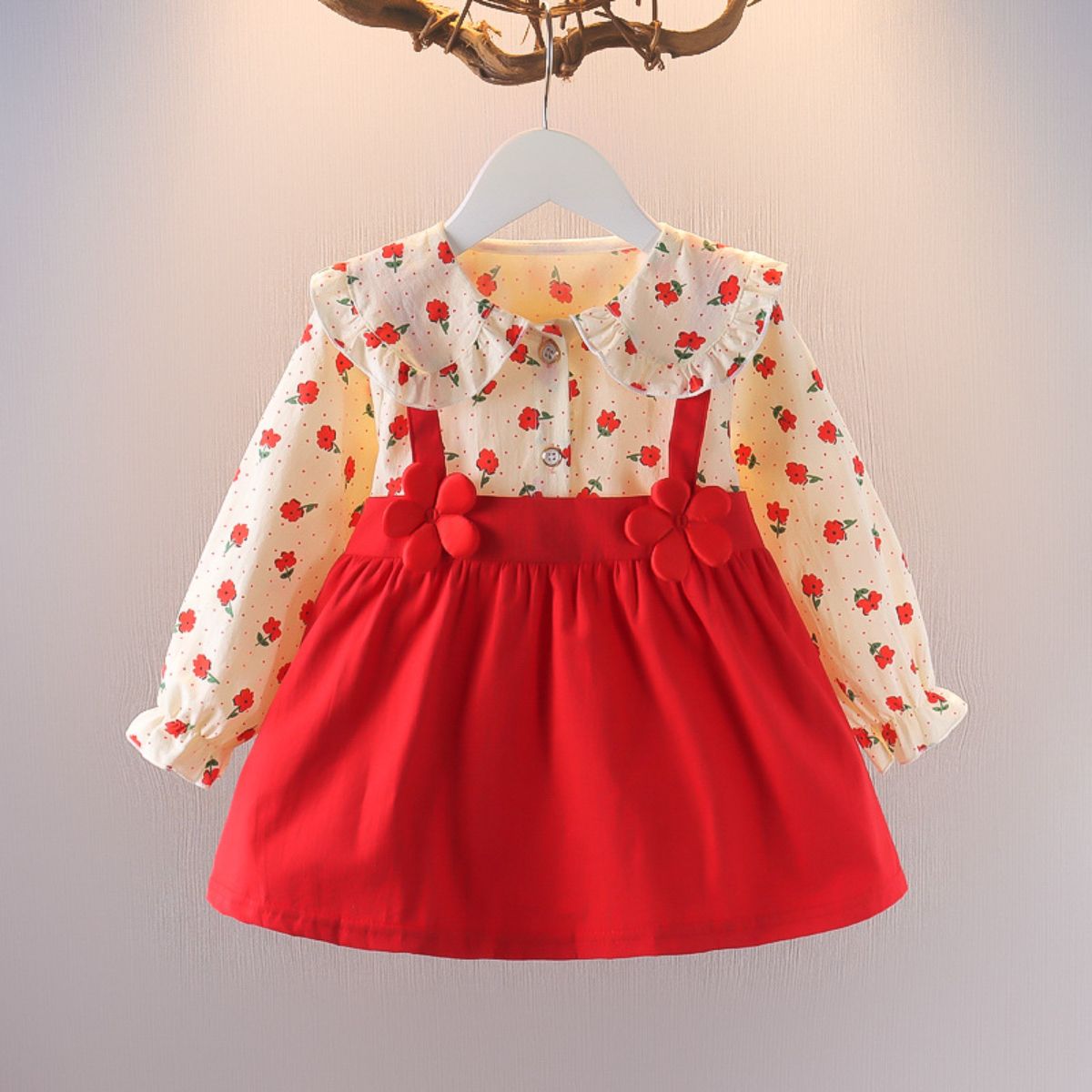 One and a half year old baby toddler autumn dress skirt baby girl clothes cute floral dress 2 girls dress princess dress